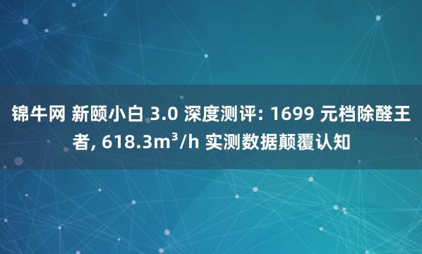 锦牛网 新颐小白 3.0 深度测评: 1699 元档除醛王者, 618.3m³/h 实测数据颠覆认知
